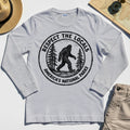 Retro Respect the Locals Bigfoot Long Sleeve, Funny Sasquatch National Park Camping Long Sleeve Tee 8