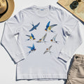 Elegant Flying Swallows Long Sleeve Tees , Minimalist Wildlife Camping Graphic Long Sleeve Gift For Nature Campers 7