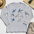 Elegant Flying Swallows Long Sleeve Tees , Minimalist Wildlife Camping Graphic Long Sleeve Gift For Nature Campers 8