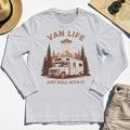 Just Roll With It Long Sleeve, Retro Camper Van Adventure Long Sleeve Tee For Camping Lovers 5