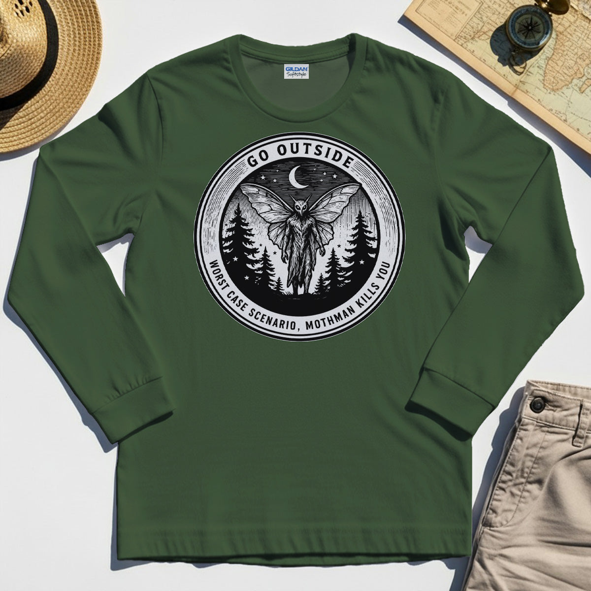 Funny Mothman Long Sleeve Tees For Campers 3