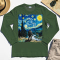 Funny Sasquatch Van Gogh Parody Long Sleeve, Bigfoot Starry Night Long Sleeve Tee 3