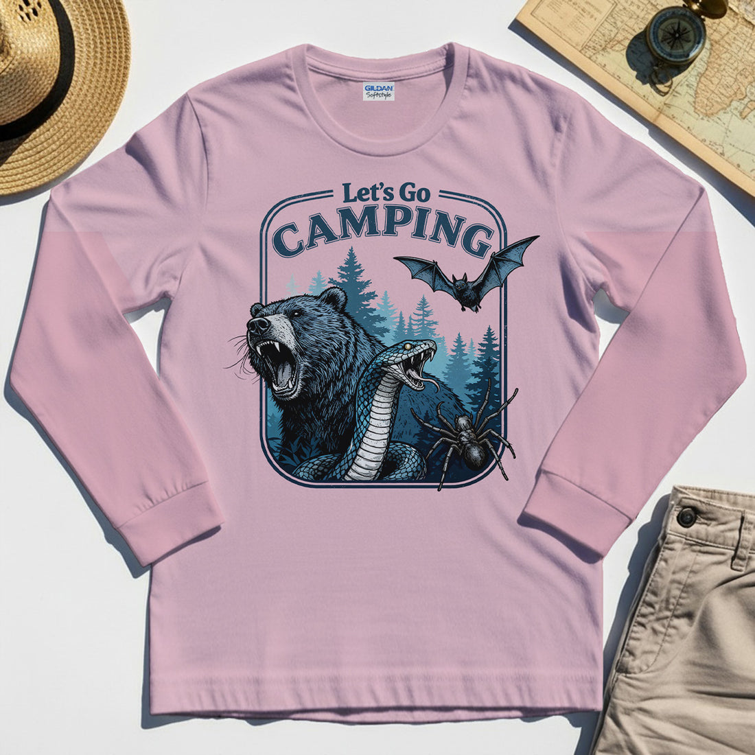 Let’s Go Camping Long Sleeve, Funny Outdoor Adventure Long Sleeve Tee For Hikers and Campers 1