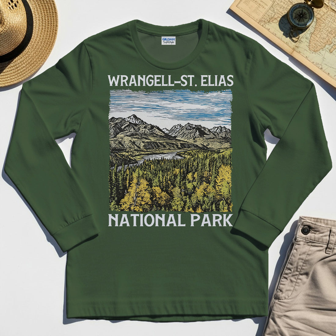 Alaska Mountain & Forest Wrangell-St. Elias National Park Long Sleeve Tee 1