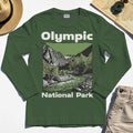 Olympic National Park Long Sleeve, Vintage Mountain River Scene Long Sleeve Tee For Outdoor Adventure Campers 3