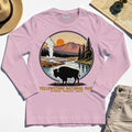 Retro Yellowstone National Park Long Sleeve, Bison Silhouette Outdoor Adventure Long Sleeve Tee For Nature Campers 7