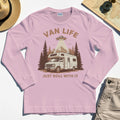 Just Roll With It Long Sleeve, Retro Camper Van Adventure Long Sleeve Tee For Camping Lovers 6
