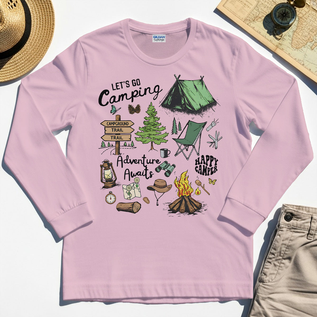 Let’s Go Camping Adventure Long Sleeve, Funny Happy Camper Long Sleeve Tee For Outdoor Enthusiasts And Travelers 6