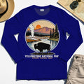 Retro Yellowstone National Park Long Sleeve, Bison Silhouette Outdoor Adventure Long Sleeve Tee For Nature Campers 5