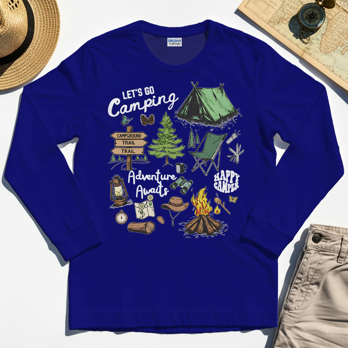 Let’s Go Camping Adventure Long Sleeve, Funny Happy Camper Long Sleeve Tee For Outdoor Enthusiasts And Travelers 7