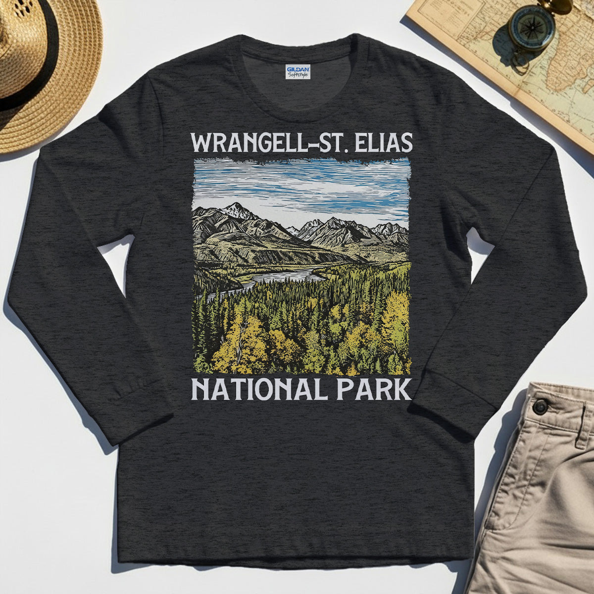 Alaska Mountain & Forest Wrangell-St. Elias National Park Long Sleeve Tee 3