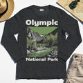 Olympic National Park Long Sleeve, Vintage Mountain River Scene Long Sleeve Tee For Outdoor Adventure Campers 4