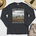 Sasquatch Respect The Locals Long Sleeve, Bigfoot Hiking Through Badlands National Park Long Sleeve Tee 4