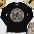 Retro Respect the Locals Bigfoot Long Sleeve, Funny Sasquatch National Park Camping Long Sleeve Tee 1