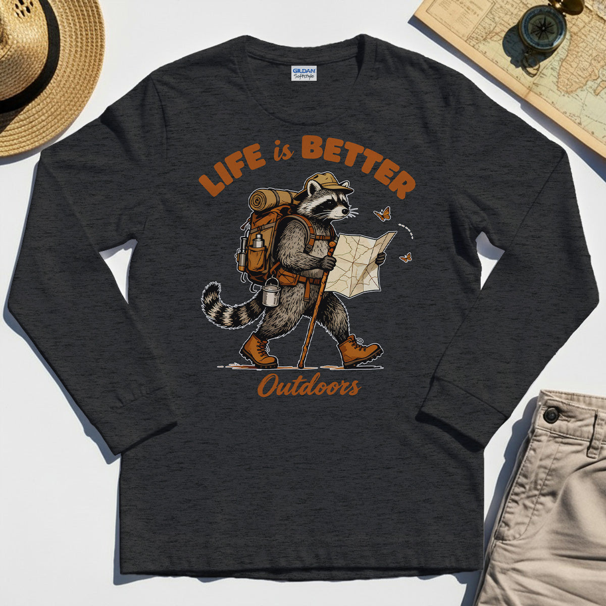 Raccoon "Life is Better Outdoors" Long Sleeve Tee 4