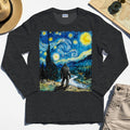 Funny Sasquatch Van Gogh Parody Long Sleeve, Bigfoot Starry Night Long Sleeve Tee 4