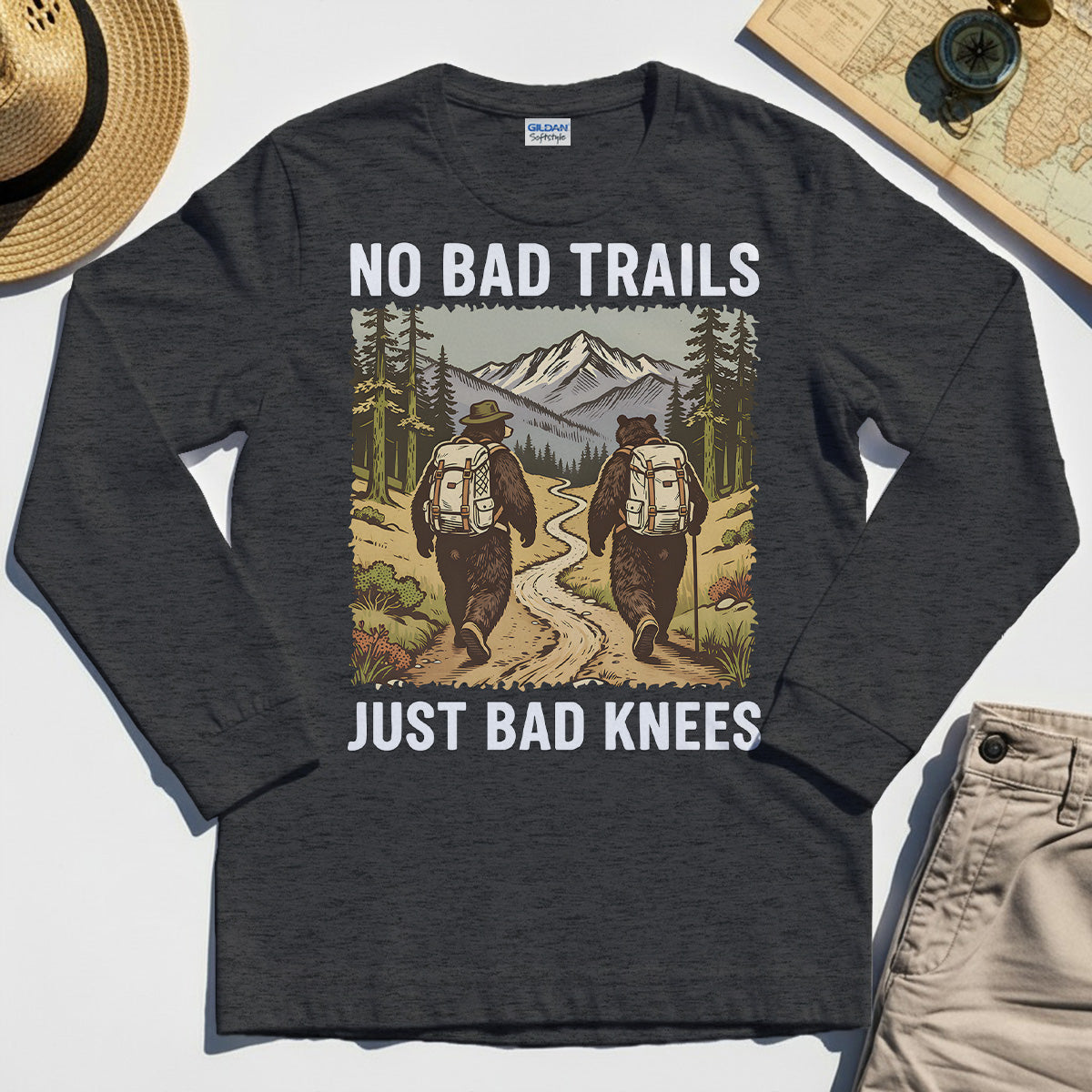 No Bad Trails Just Bad Knees Hiking Long Sleeve 4