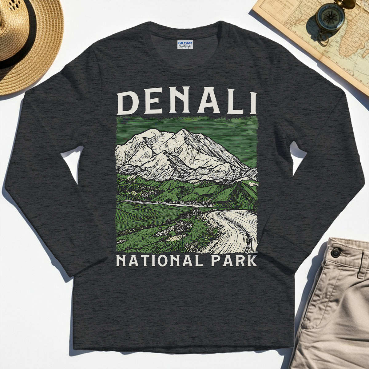 Denali National Park Long Sleeve, National Park Mountain Landscape Long Sleeve Tee 4