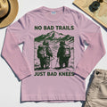No Bad Trails Just Bad Knees Long Sleeve, Vintage Bear Backpacking Long Sleeve Tee For Campers and Outdoor Enthusiasts 3