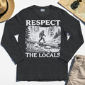 Bigfoot Respect The Locals Long Sleeve, Vintage Waterfall Hiking Graphic Long Sleeve Tee For Camper And Adventurers 3