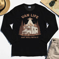 Just Roll With It Long Sleeve, Retro Camper Van Adventure Long Sleeve Tee For Camping Lovers 2