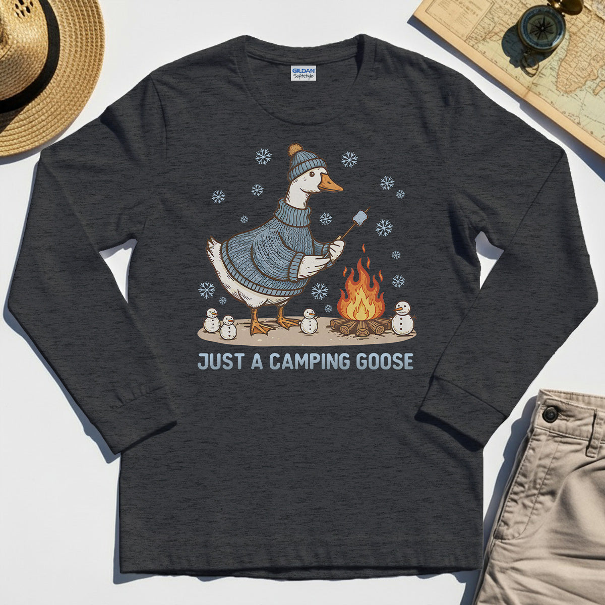 Funny Goose 'Just A Camping Goose' Outdoor Holiday Long Sleeve Tee 4