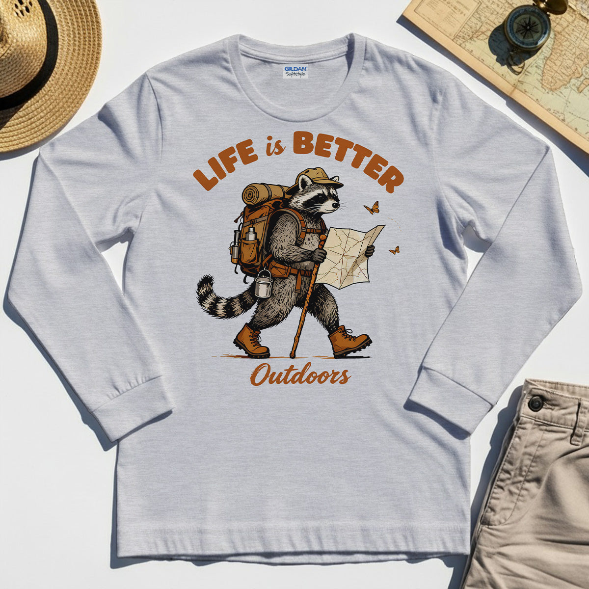 Raccoon "Life is Better Outdoors" Long Sleeve Tee 5
