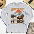 Yellowstone National Park Long Sleeve, Vintage Bison Sunset Mountain Long Sleeve Tee For Campers 5