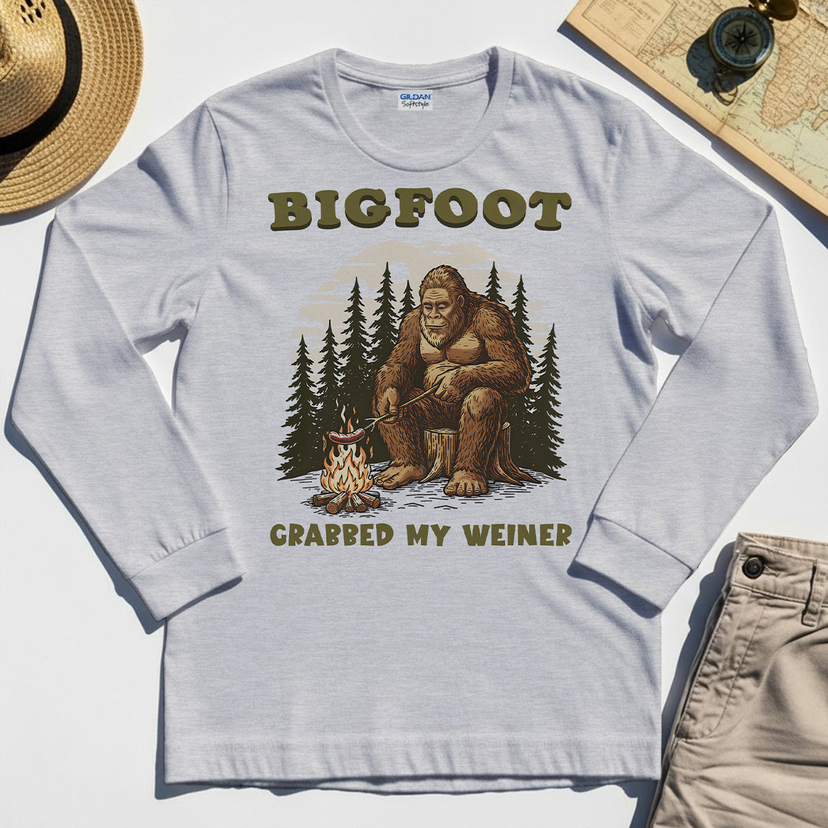 Retro Bigfoot Long Sleeve Tee, "Grabbed My Weiner” 4