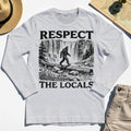 Bigfoot Respect The Locals Long Sleeve, Vintage Waterfall Hiking Graphic Long Sleeve Tee For Camper And Adventurers 4