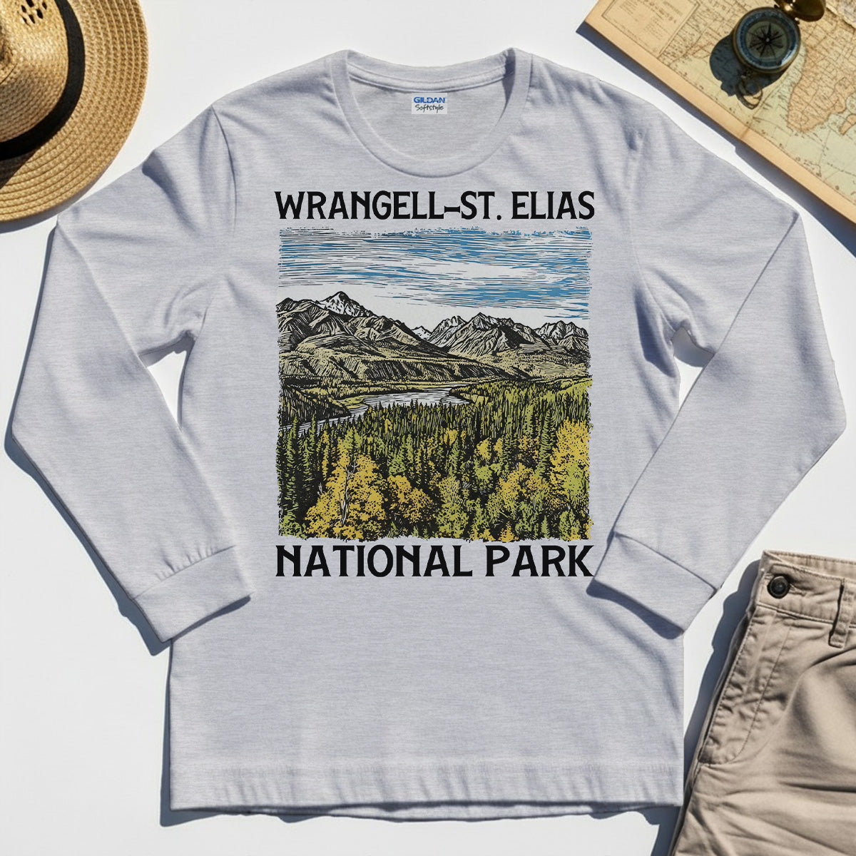 Alaska Mountain & Forest Wrangell-St. Elias National Park Long Sleeve Tee 4