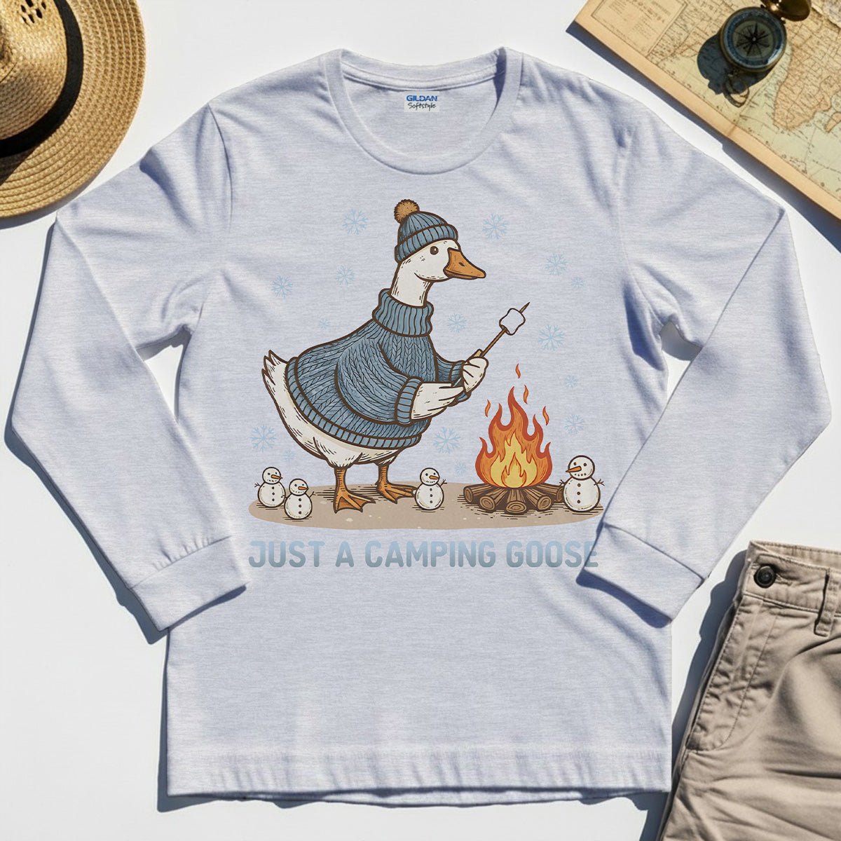 Funny Goose 'Just A Camping Goose' Outdoor Holiday Long Sleeve Tee 5