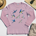 Elegant Flying Swallows Long Sleeve Tees , Minimalist Wildlife Camping Graphic Long Sleeve Gift For Nature Campers 1