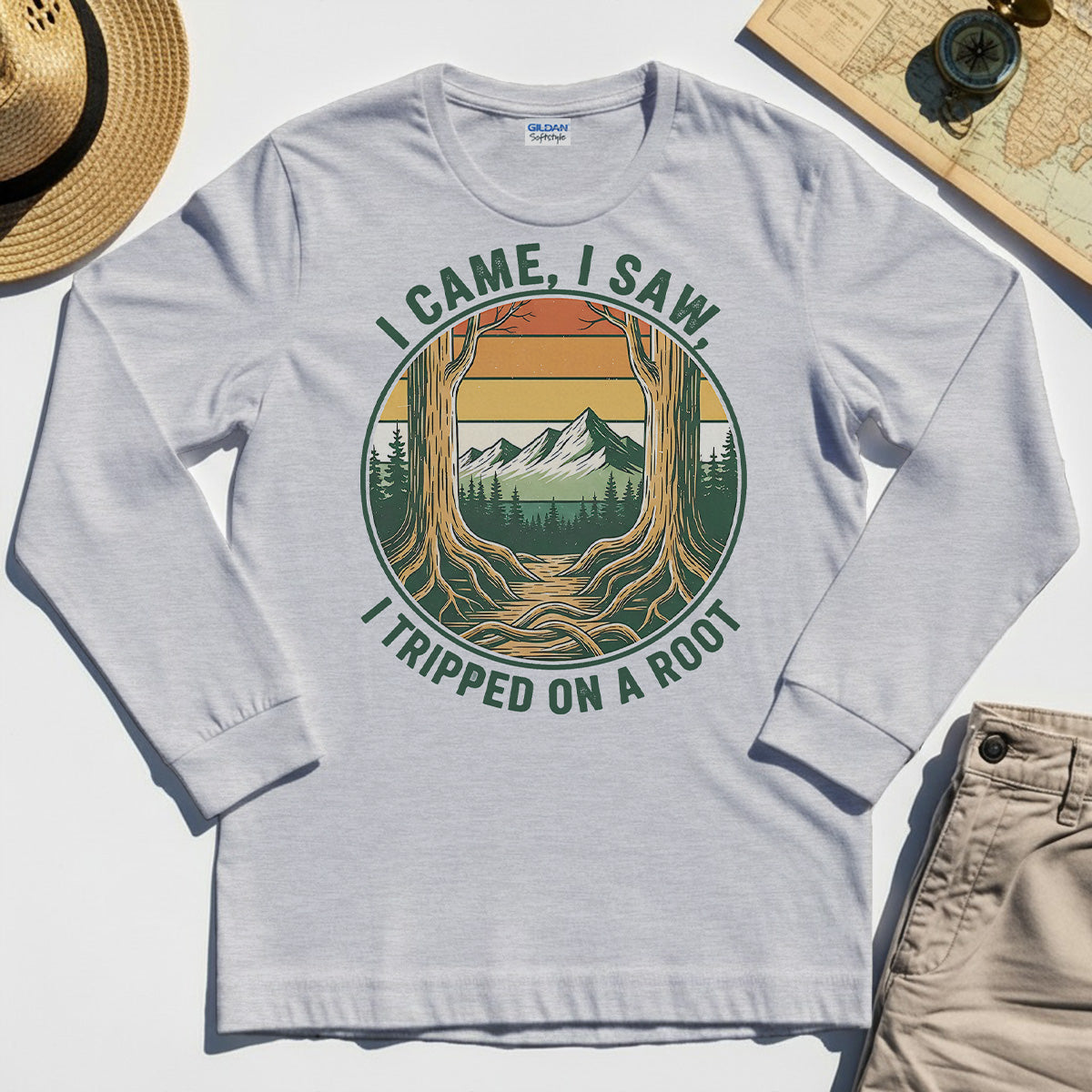 "I Tripped on a Root" Funny Long Sleeve Tee 1