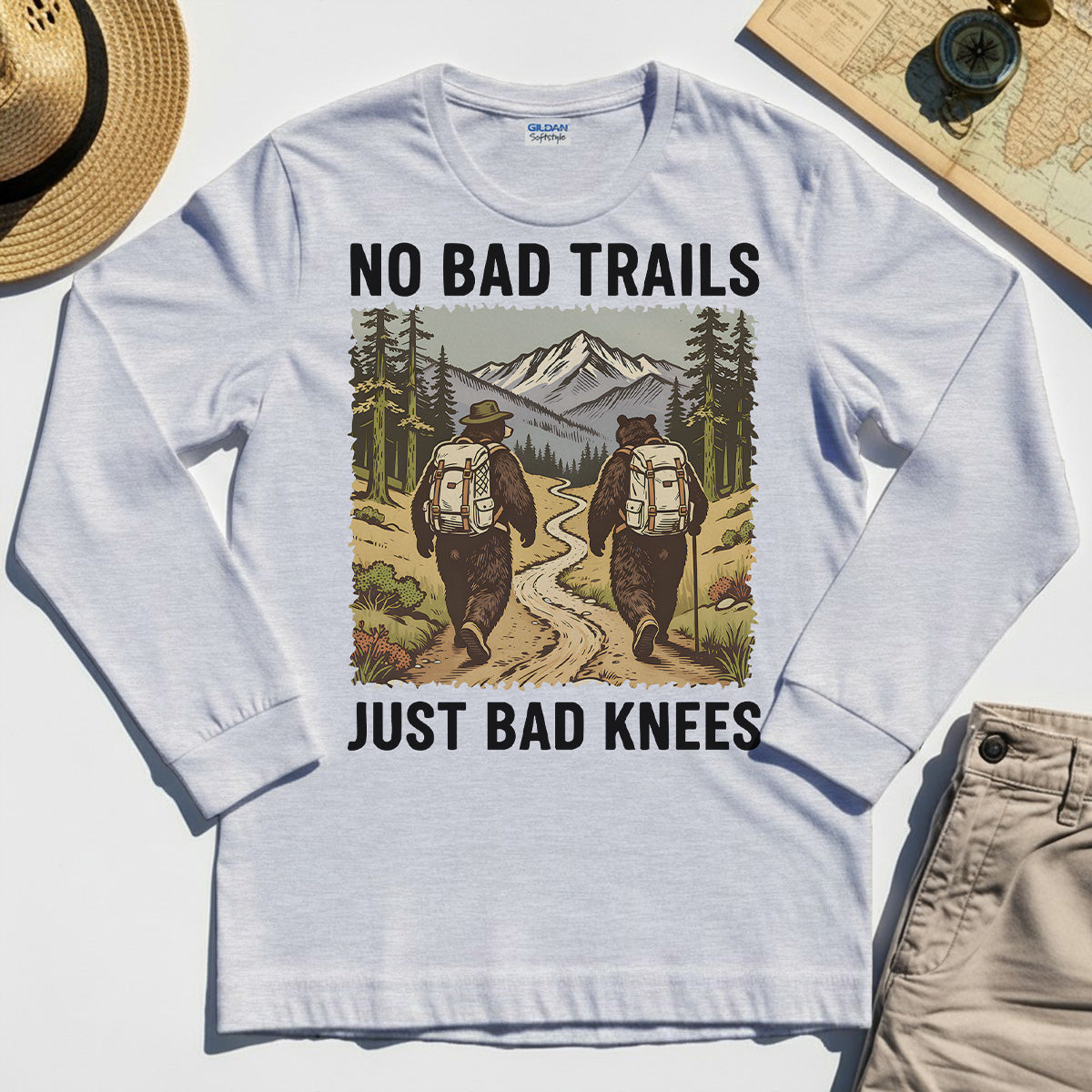 No Bad Trails Just Bad Knees Hiking Long Sleeve 5