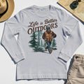 Bigfoot Life Is Better Outdoors Long Sleeve, Retro Camping Graphic Long Sleeve Tee For Outdoor Adventurers 4