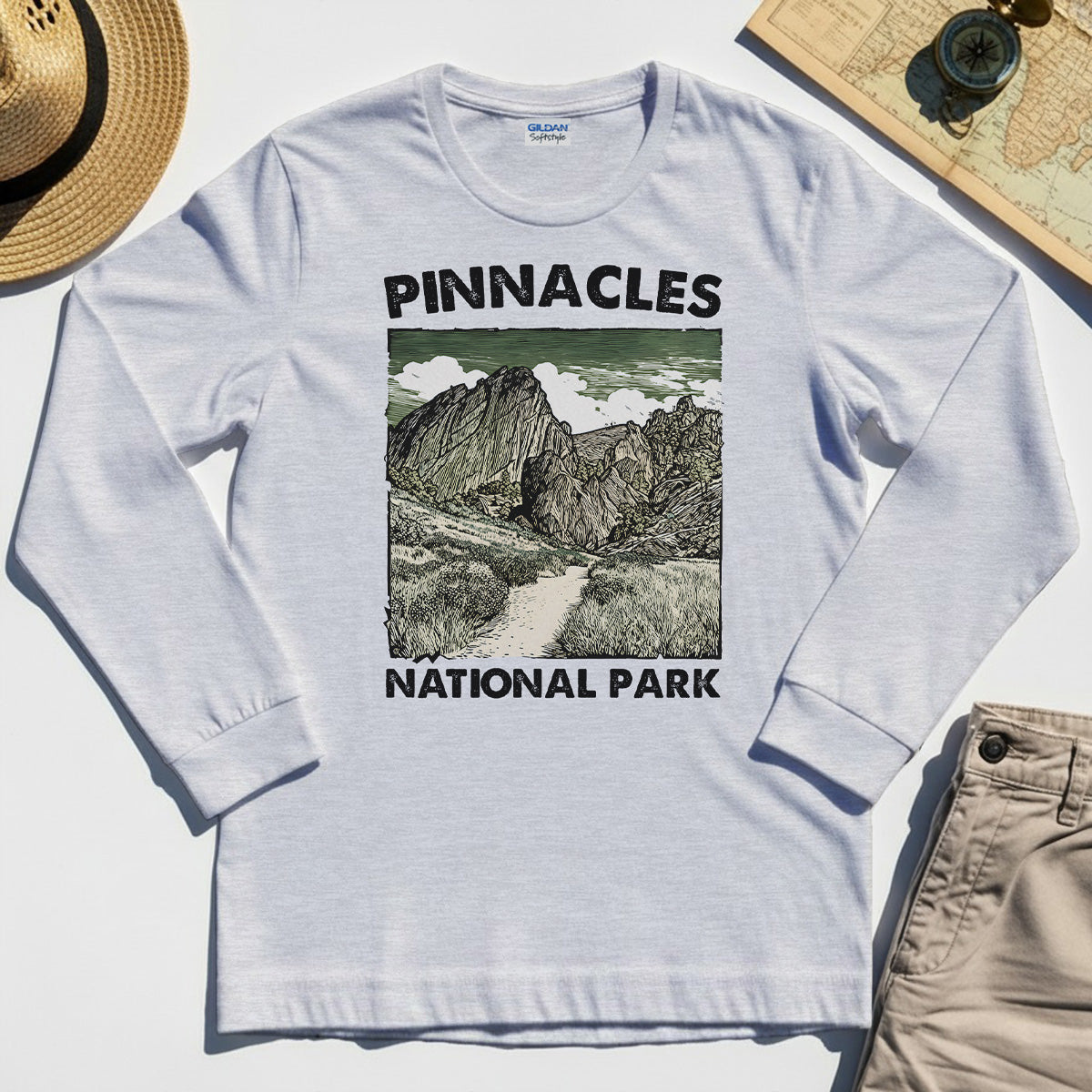 Pinnacles National Park Long Sleeve, Vintage Nature Camping Adventure Long Sleeve Tee 4