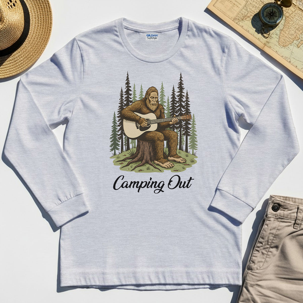 "Camping Out" Funny Bigfoot Camping Long Sleeve 5
