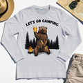 Let’s Go Camping Long Sleeve Tee, Funny Beer Drinking Bear Graphic Long Sleeve For Outdoor & Camping Lovers 4
