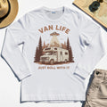 Just Roll With It Long Sleeve, Retro Camper Van Adventure Long Sleeve Tee For Camping Lovers 1