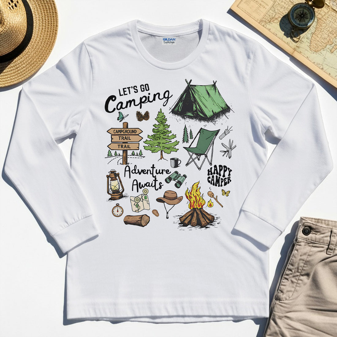 Let’s Go Camping Adventure Long Sleeve, Funny Happy Camper Long Sleeve Tee For Outdoor Enthusiasts And Travelers 1