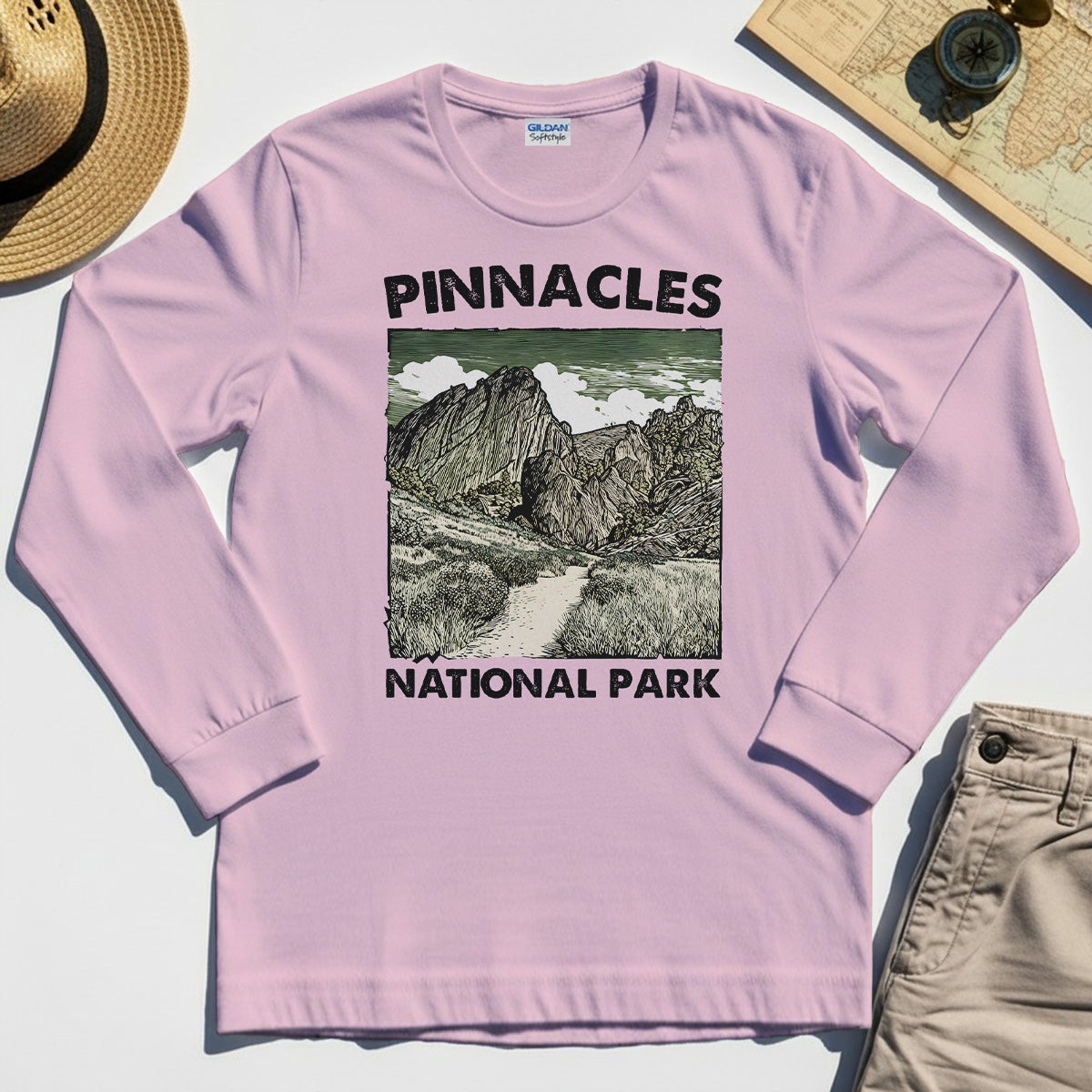Pinnacles National Park Long Sleeve, Vintage Nature Camping Adventure Long Sleeve Tee 5