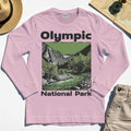Olympic National Park Long Sleeve, Vintage Mountain River Scene Long Sleeve Tee For Outdoor Adventure Campers 6