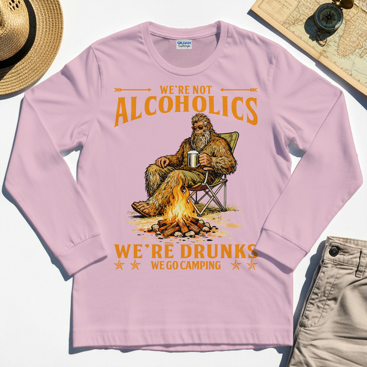 We’re Not Alcoholics We’re Drunks We Go Camping Long Sleeve, Funny Camping Beer Long Sleeve Tee 5