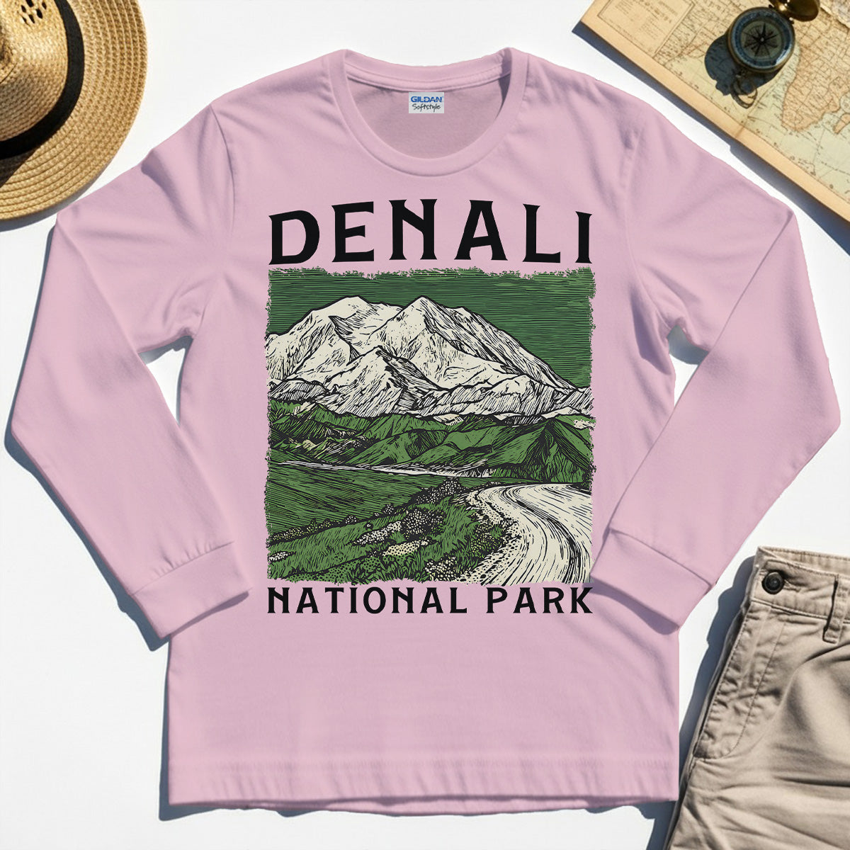 Denali National Park Long Sleeve, National Park Mountain Landscape Long Sleeve Tee 6