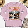 Yellowstone National Park Long Sleeve, Vintage Bison Sunset Mountain Long Sleeve Tee For Campers 6