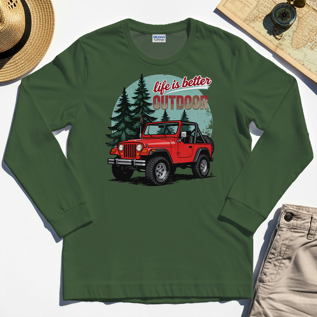 "Life Is Better Outdoor" Long Sleeve, Adventure Off-Road Camping Outdoor Long Sleeve Tee 1