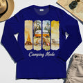 Van Life and Campfire Graphic Long Sleeve, Watercolor Campfire and Tent Graphic Long Sleeve Tee For Outdoor Lovers 1