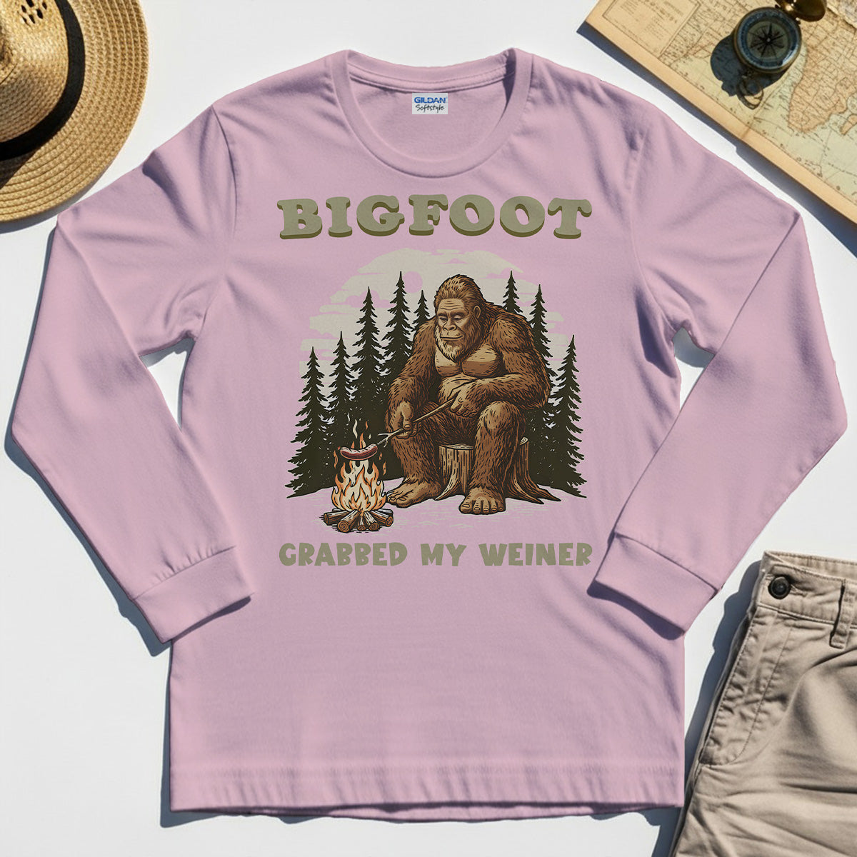 Retro Bigfoot Long Sleeve Tee, "Grabbed My Weiner” 5