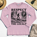 Bigfoot Respect The Locals Long Sleeve, Vintage Waterfall Hiking Graphic Long Sleeve Tee For Camper And Adventurers 5